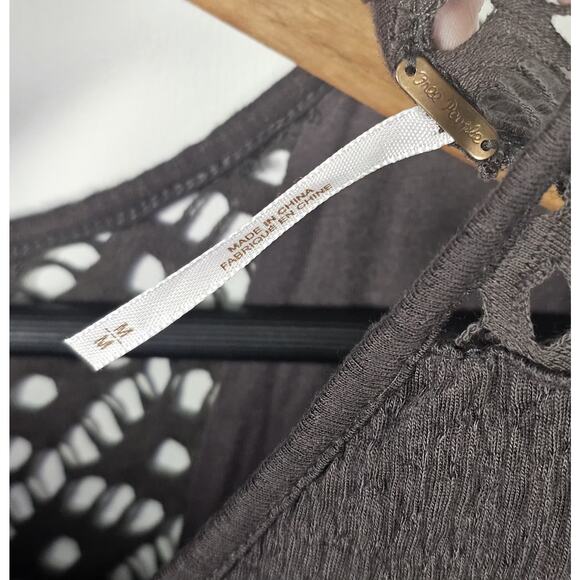 Free People Womens Dress Sz M Dark Brown To the Point Fit and Flare Lace Boho - Picture 5 of 7